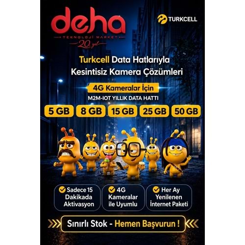 Turkcell Sim Kart 50GB Kameralar İçin (M2M-IOT) 1Yıllık Paket fiyat (İnternet olmayan yerlerdeki sim kartlı kameralar için)