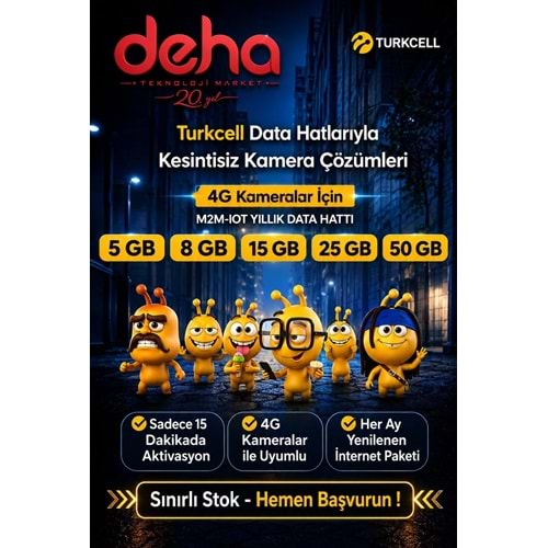 Turkcell Sim Kart 25GB Kameralar İçin (M2M-IOT) 1Yıllık Paket fiyat (İnternet olmayan yerlerdeki sim kartlı kameralar için)