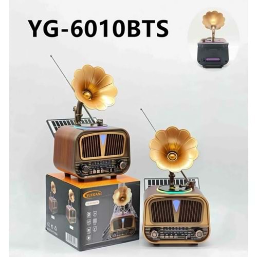 YUEGAN YG-6010BTS Usb/Sd Mp3 Çalar Gramofon Bluetooth Şarjlı Nostaljik Radyo