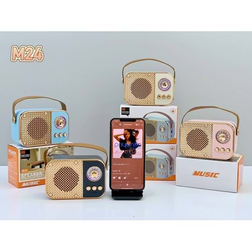 M24 Mini 5W Taşınabilir Retro Kablosuz Hoparlör