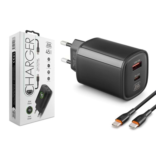 Subzero SG115 45W USB/PD Type-C to Type-C (Turbo) Siyah Şarj Aleti