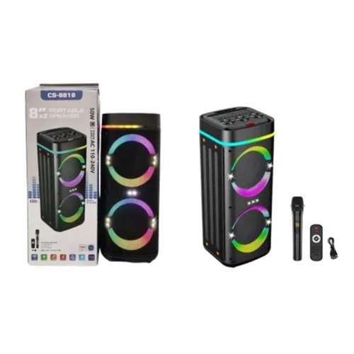 Platoon PL-4694 Usb/Sd/BT Kablosuz Mikrofonlu Kumandalı Rgb Işıklı Müzik Kutusu 16inç