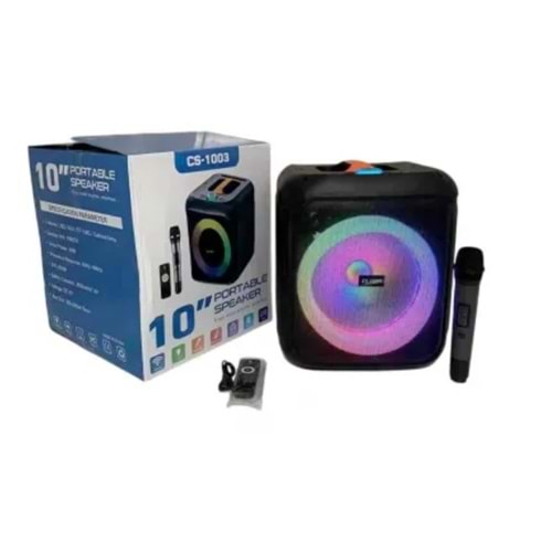 Platoon PL-4696 Usb/Sd/BT Kablosuz Mikrofonlu Kumandalı Rgb Işıklı Müzik Kutusu 10inç