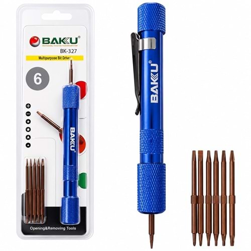 Baku BK-327 Hassas 6 Değiştirilebilir Uçlu Mobil Cep Telefonu Tamir Tornavidası