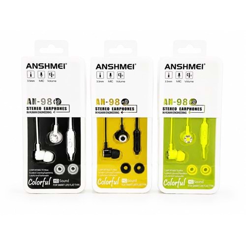 Anshmeı AN-98 Silikonlu Mikrofonlu Kablolu Kulaklık