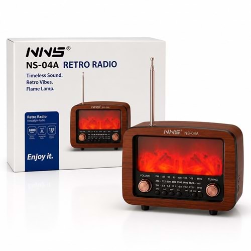 NNS NS-04A Şomine Görünümlü Usb/Sd Mp3 Çalar Bluetooth Şarjlı Nostaljik Radyo