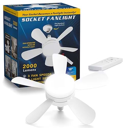 Powermaster PM-25552 Kumandalı 3 Hız Kademeli E27 Duy 2000 Lümen 3 Renk Işıklı Ledli Tavan Fan Vantilatör
