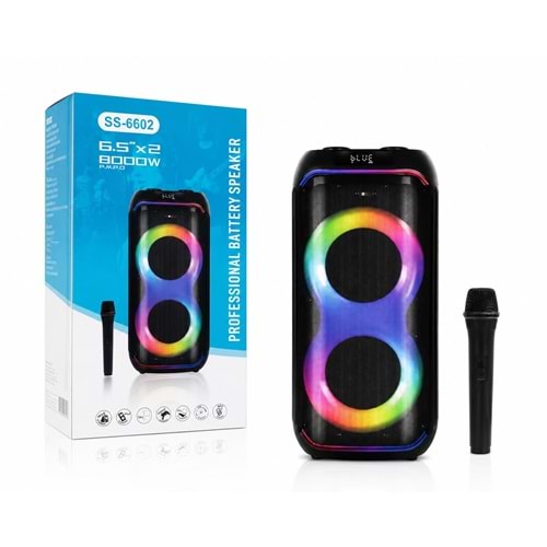 Platoon PL-4697 Usb/Sd/BT Kablosuz Mikrofonlu Kumandalı Rgb Işıklı Müzik Kutusu 6.5x2