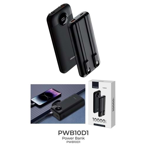Venandin PWB10D1 10.000 Mah 22.5W Kendinden Kablolu Powerbank