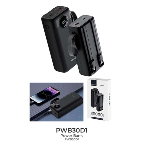 Venandin PWB30D1 30.000 Mah 22.5W Kendinden Kablolu Powerbank
