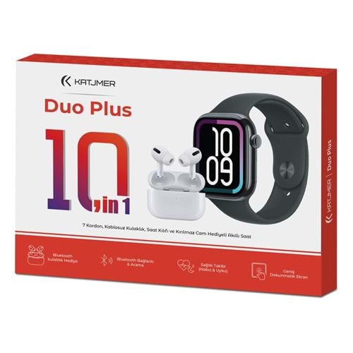 Katjmer Duo Plus 7kordon +Kablosuz Kulaklık+Saat Kılıf Akıllı Saat