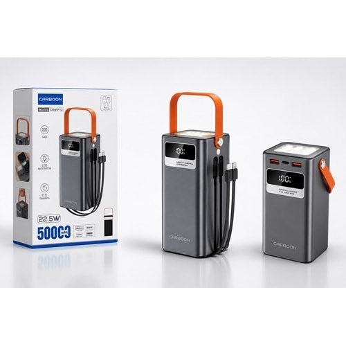 Carboon CRN-P12 50.000 Mah 22.5W Kendinden kablolu powerbank