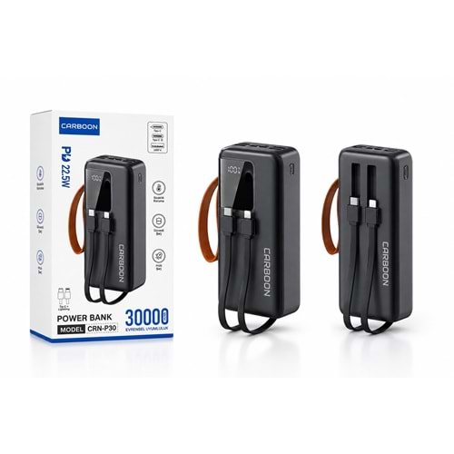 Carboon CRN-P30 30.000 Mah 22.5W Kendinden kablolu powerbank