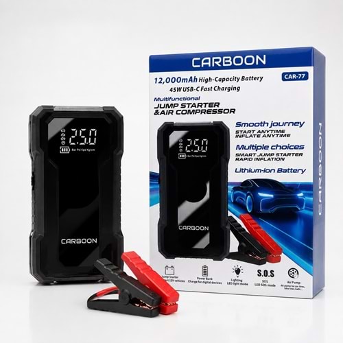Carboon CAR-77 Kompresör Akü Takviye Cihazı 12.000Mah