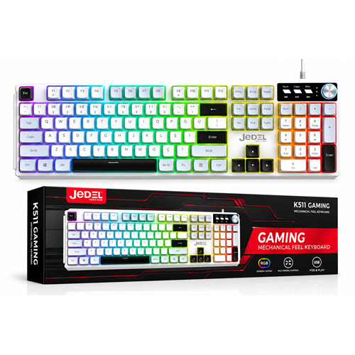 Jedel K511 Kablolu Gaming Oyuncu Klavyesi - 104 Tuş RGB Gökkuşağı Aydınlatmalı