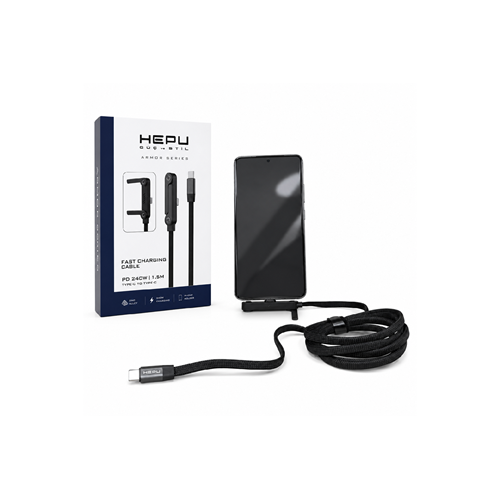 HEPU HP-ATC01 Armor Type-C to Type-C Hızlı Şarj Kablosu – 240W PD, Telefon Standlı Tasarım (1.5 Metre)