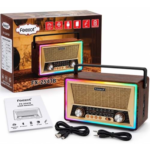 FEEXOT FX-2541B Usb/Sd Mp3 Çalar Bluetooth Şarjlı Nostaljik Radyo