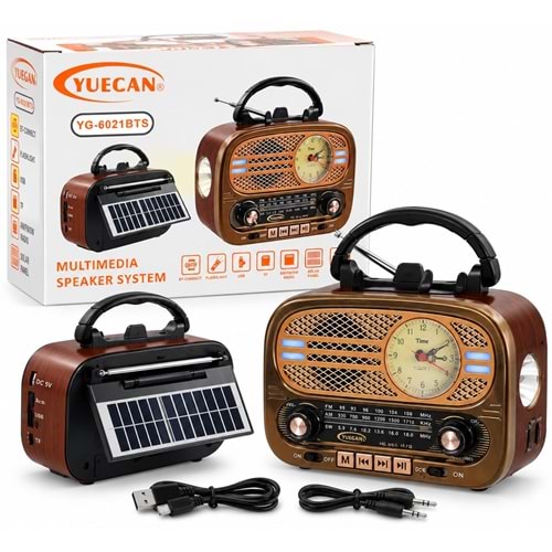 YUEGAN YG-6021BTS Usb/Sd Mp3 Çalar Bluetooth Şarjlı Nostaljik Radyo
