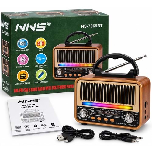 NNS NS-7069BT Usb/Sd Mp3 Çalar Bluetooth Şarjlı Nostaljik Radyo