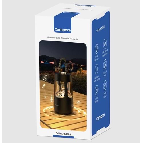 Venandin QD08 Campora Atmosfer Işıklı Led Light Bluetooth Speaker