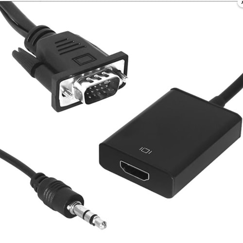 Powermaster PM-18637 VGA to HDMI Çevirici Adaptör 3.5 Mm Ses Girişli
