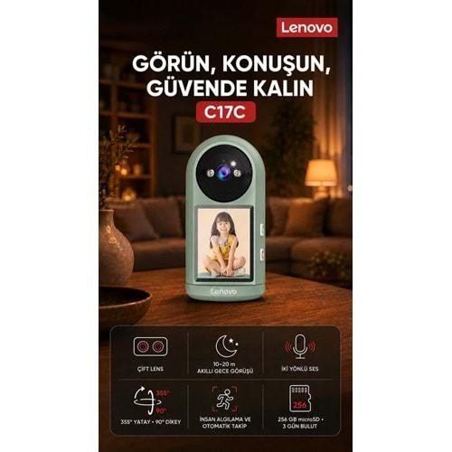 LENOVO C17C 6MP HD Akıllı Gece Görüş Çift Yönlü Sesli Wifi Kamera