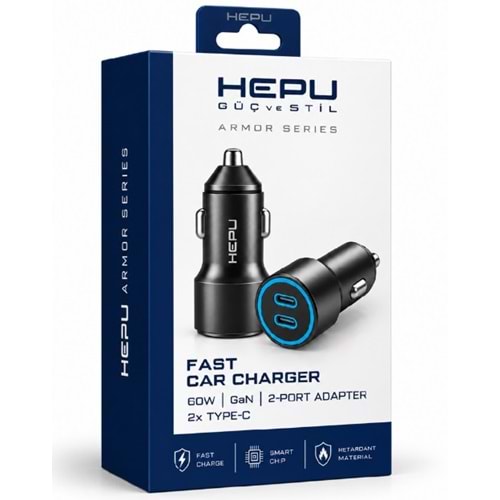 HEPU HP-AD03 60W Hızlı Şarj Araç Şarj Cihazı 2 Port
