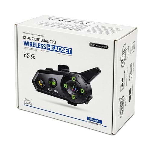 Katjmer D2-6X Intercom Bluetooth Motorsiklet Kask Kulaklığı İnterkom