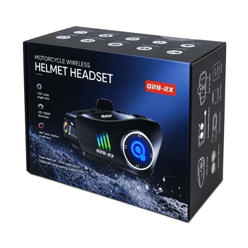 Katjmer Q28-2X Intercom Bluetooth (Kameralı) Motorsiklet Kask Kulaklığı İnterkom