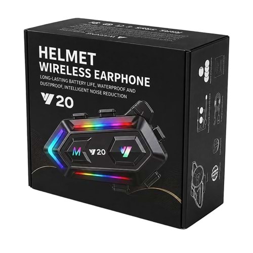 Katjmer Y20 5.3 Motosiklet Kask Kulaklık Intercom Işıklı