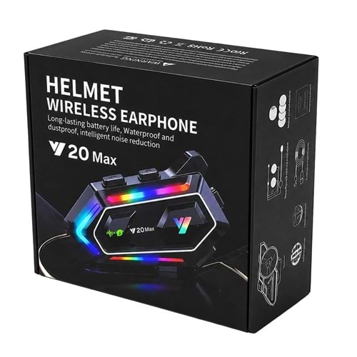 Katjmer Y20-MAX 5.3 Motosiklet Kask Kulaklık Intercom Işıklı