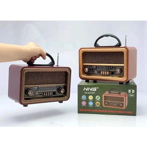 NNS NS-8070BT Usb/Sd Mp3 Çalar Bluetooth Şarjlı Nostaljik Radyo