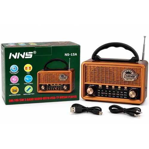 NNS NS-15A Usb/Sd Mp3 Çalar Bluetooth Şarjlı Nostaljik Radyo