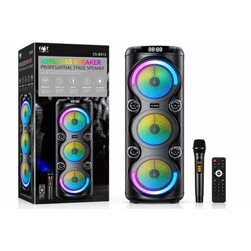 CS-8313 Profosyonel Işıklı TekKablosuz Mikrofonlu Müzik Kutusu