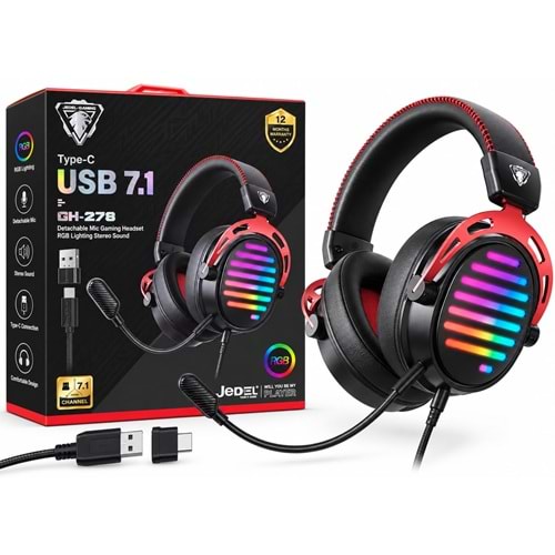 Jedel GH-278 Profesyonel 7.1 (Usb/Type-C) Girişli Rgb Gaming Oyuncu Kulaklığı