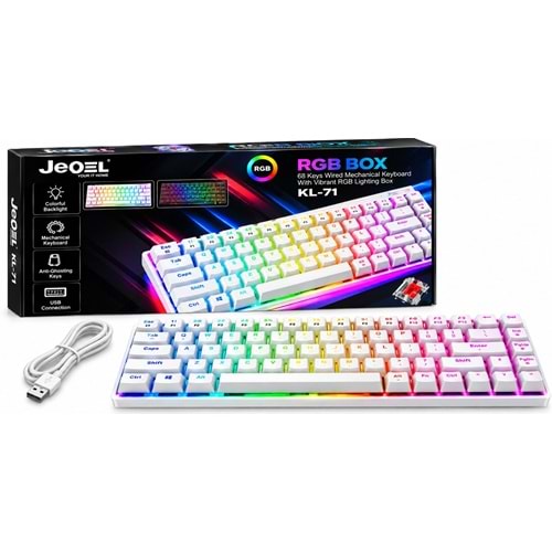 Jedel KL71 Mekanik Red Swich Ultra Kompakt %68 11 Çeşit Işık Efekti Değiştirilebilir Switch