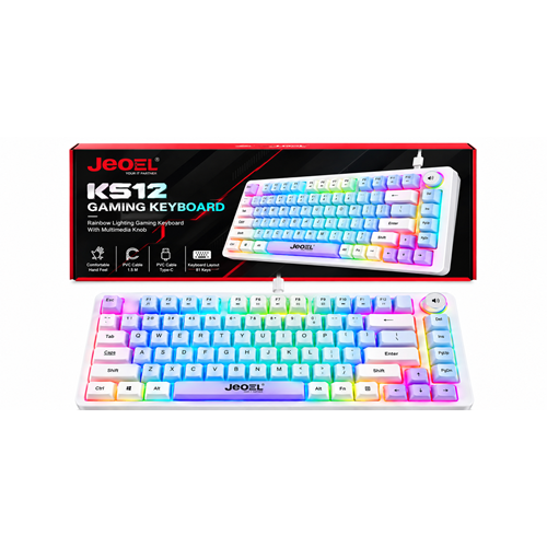 Jedel K512 Type-C Kablolu Nefes Modlu Mini Gaming Klavye Beyaz