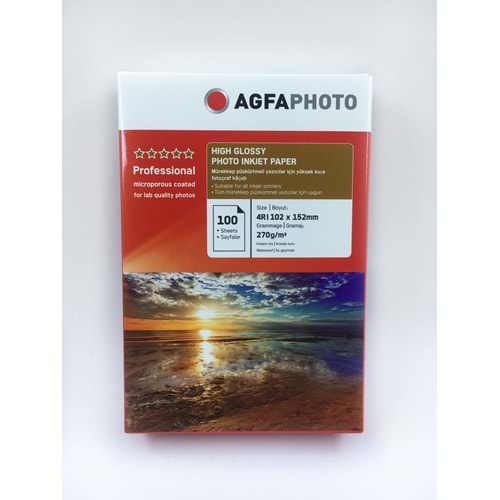 Agfa 10x15 Cm. 270 Gr High Gloss (Parlak) 100'lü Fotoğraf Kağıdı