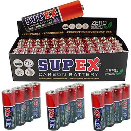 Supex R6 1.5 Volt Çinko Karbon AA Kalem Pil 60'lı Kalem Pil