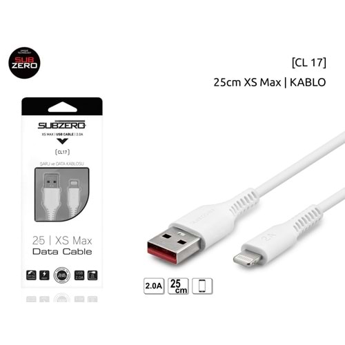 Subzero CL17 2.0A 0.25 cm Iphone Şarj Data Kablosu