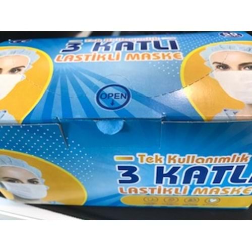 Rvz 50li Lastik Halkalı 3 Katlı Maske