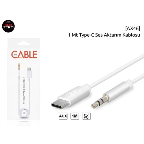 Subzero AX46 Type-C To 3.5 Mm Aux Kablo 1Mt Tak Çalıştır
