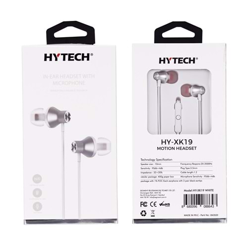 Hytech HY-XK19 Renkli Mikrofonlu Kulaklık - Beyaz