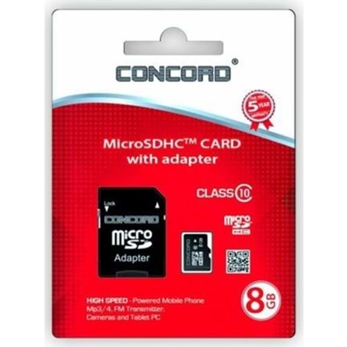 Concord CM8 High Speed 8GB TF Hafıza Kartı & SD Adaptör