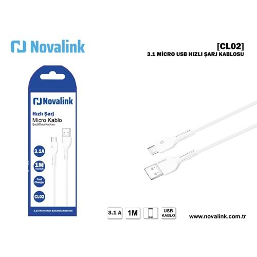 Novalink CL02 3A Micro Usb Şarj Data Kablosu