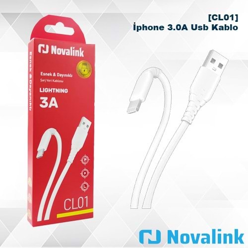 Novalink CL01 3A İphone Usb Şarj Data Kablosu