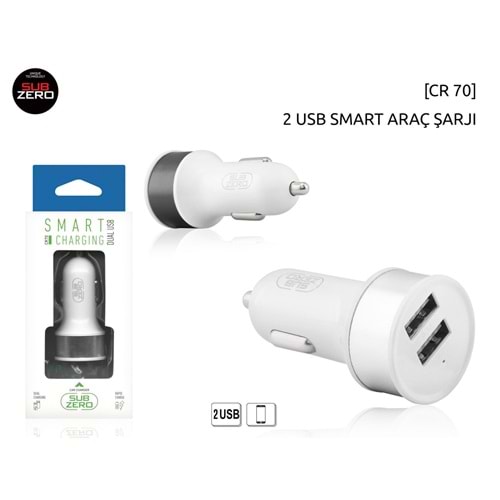 Subzero CR70 2.1A Çift Çıkışlı Araç Şarj Başlığı
