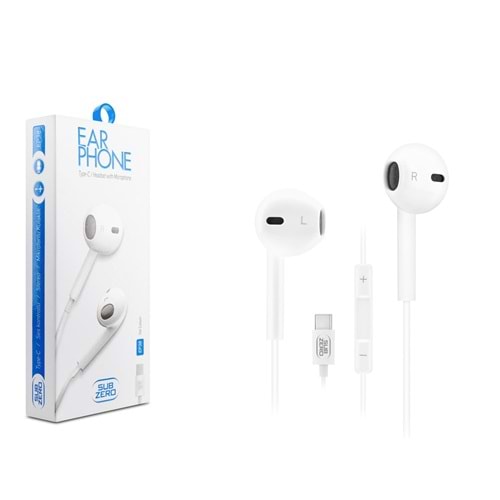 Subzero EP38 Type-c to Stereo Earphone Kablolu Kulaklık Beyaz Tak Çalıştır