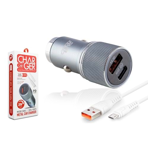 Subzero CR96 20W 3.4A Hızlı PD+Usb Çıkışlı Micro Araç Şarj Aleti