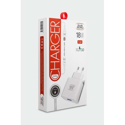 Subzero SG56 18W 3.4A Qualcomm Hızlı Micro Ev Şarj Aleti
